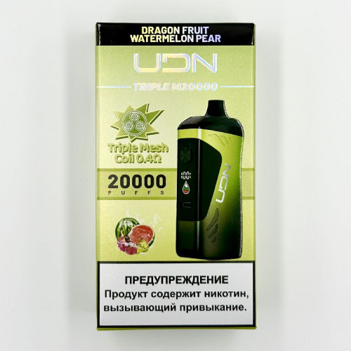 Электронная сигарета UDN TRIPLE M 20000 затяжек - Dragon Fruit Watermelon Pear (Питайя Арбуз Груша)
